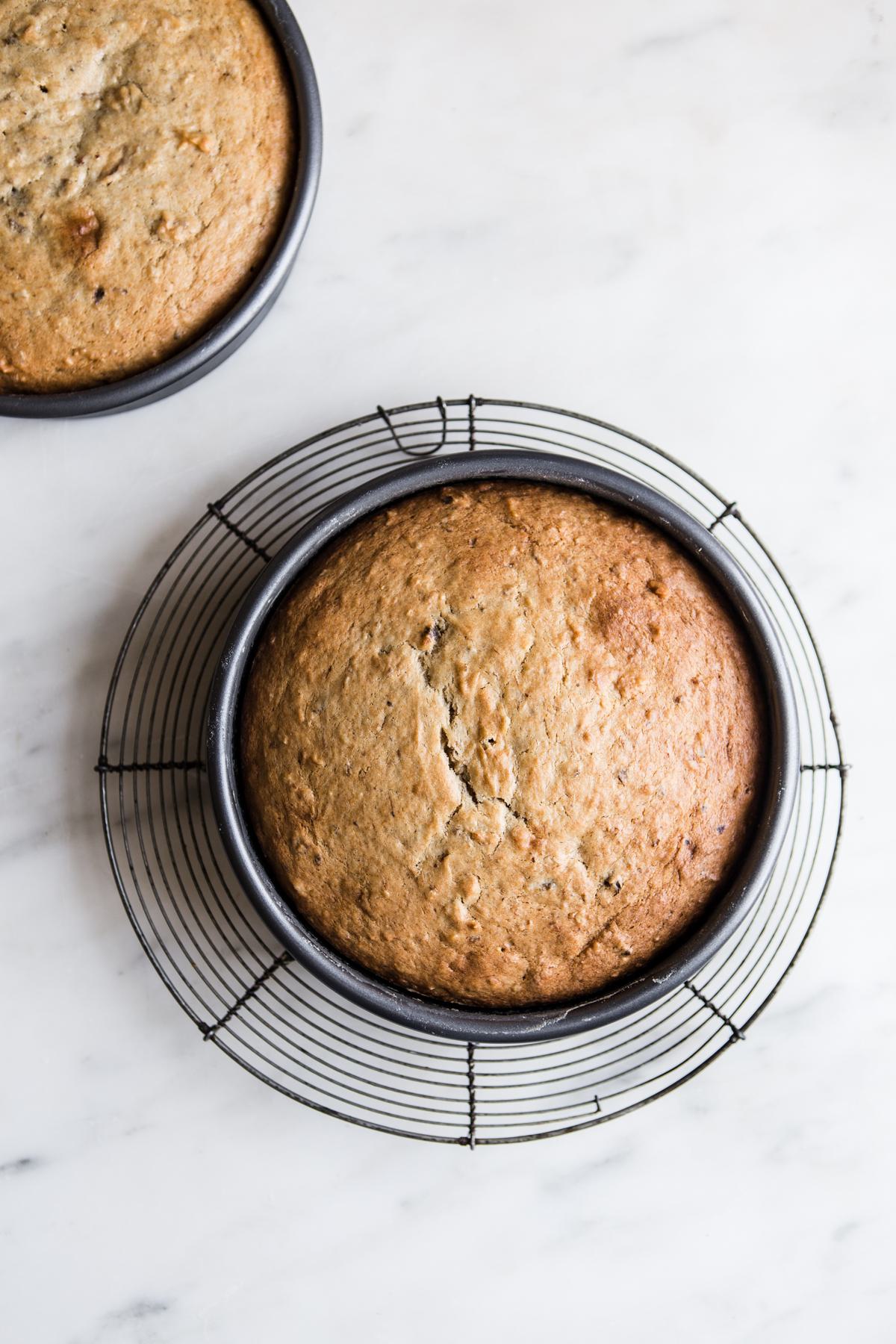 banana cake in a 9 inch baking pan