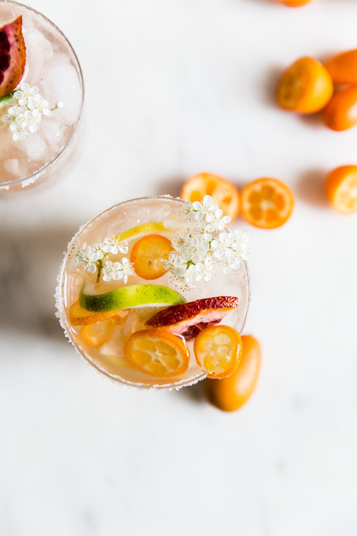 sangria made with rosé wine and citrus fruit
